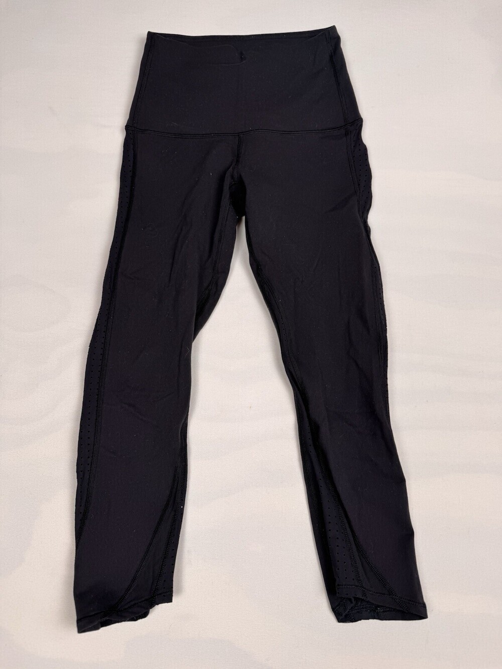 Lululemon Women's 4 Black Crop Leggings with Mesh Side Legs